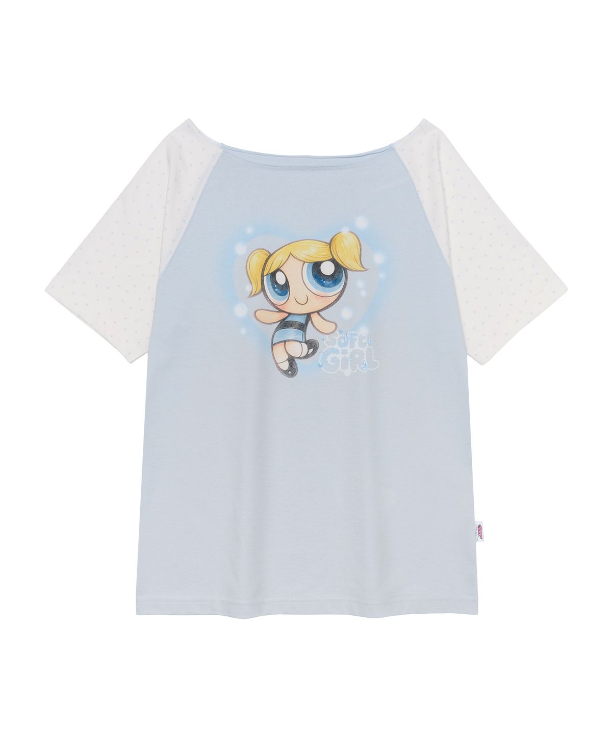 아메스 월드와이드(AMES-WORLDWIDE) PPG HEART RAGLAN OFF SHOULDER TEE SKY BLUE