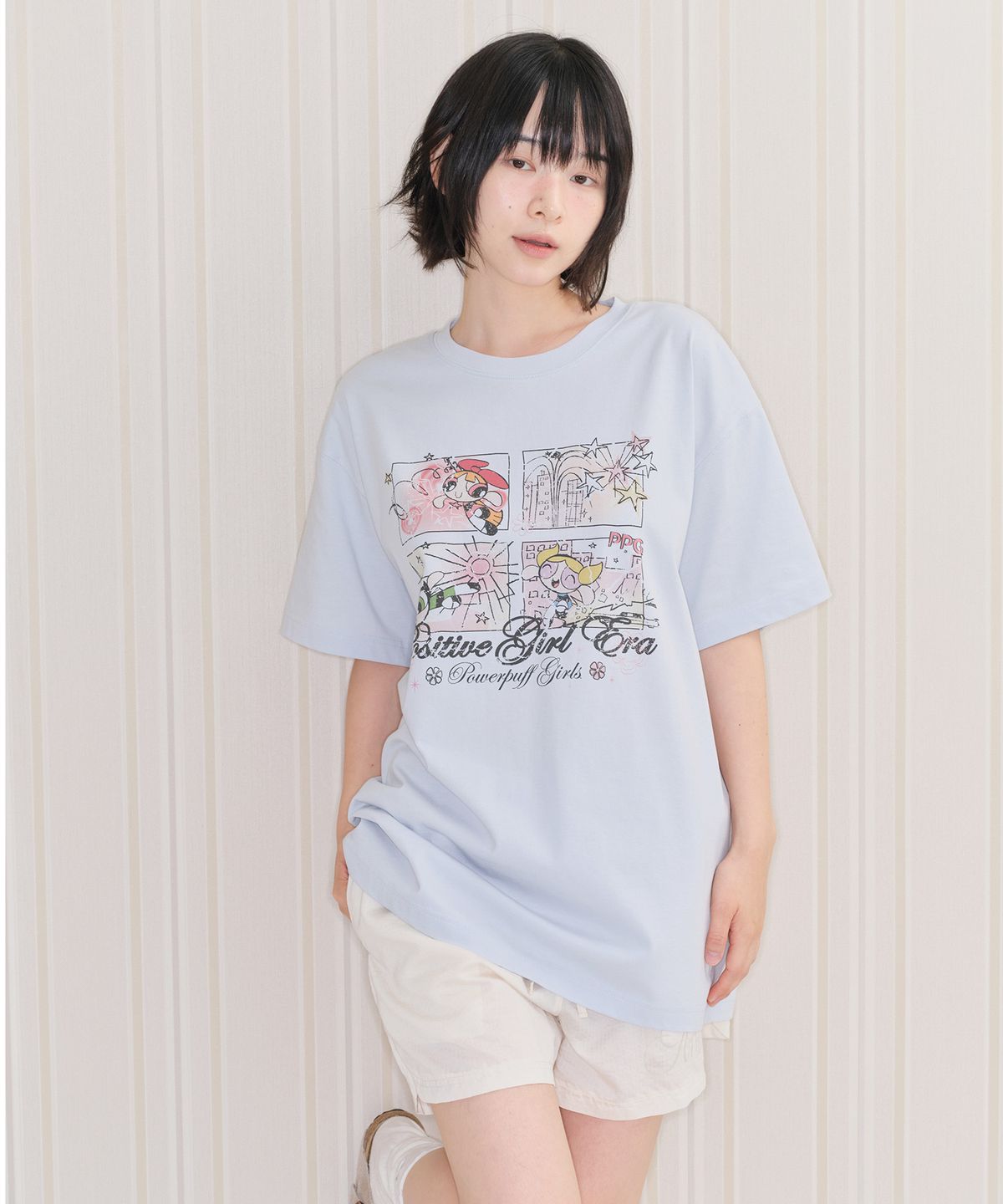 아메스 월드와이드(AMES-WORLDWIDE) PPG VINTAGE CARTOON TEE SKY BLUE