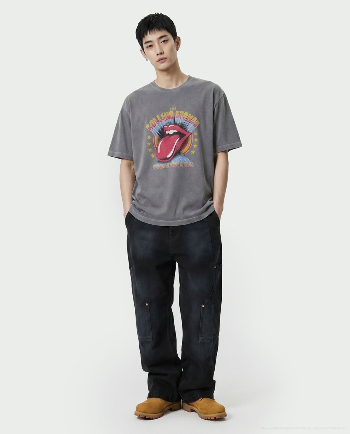 아크메드라비(ACME DE LA VIE) ROLLING STONES ROCK & ROLL SHORT SLEEVE T-SHIRT