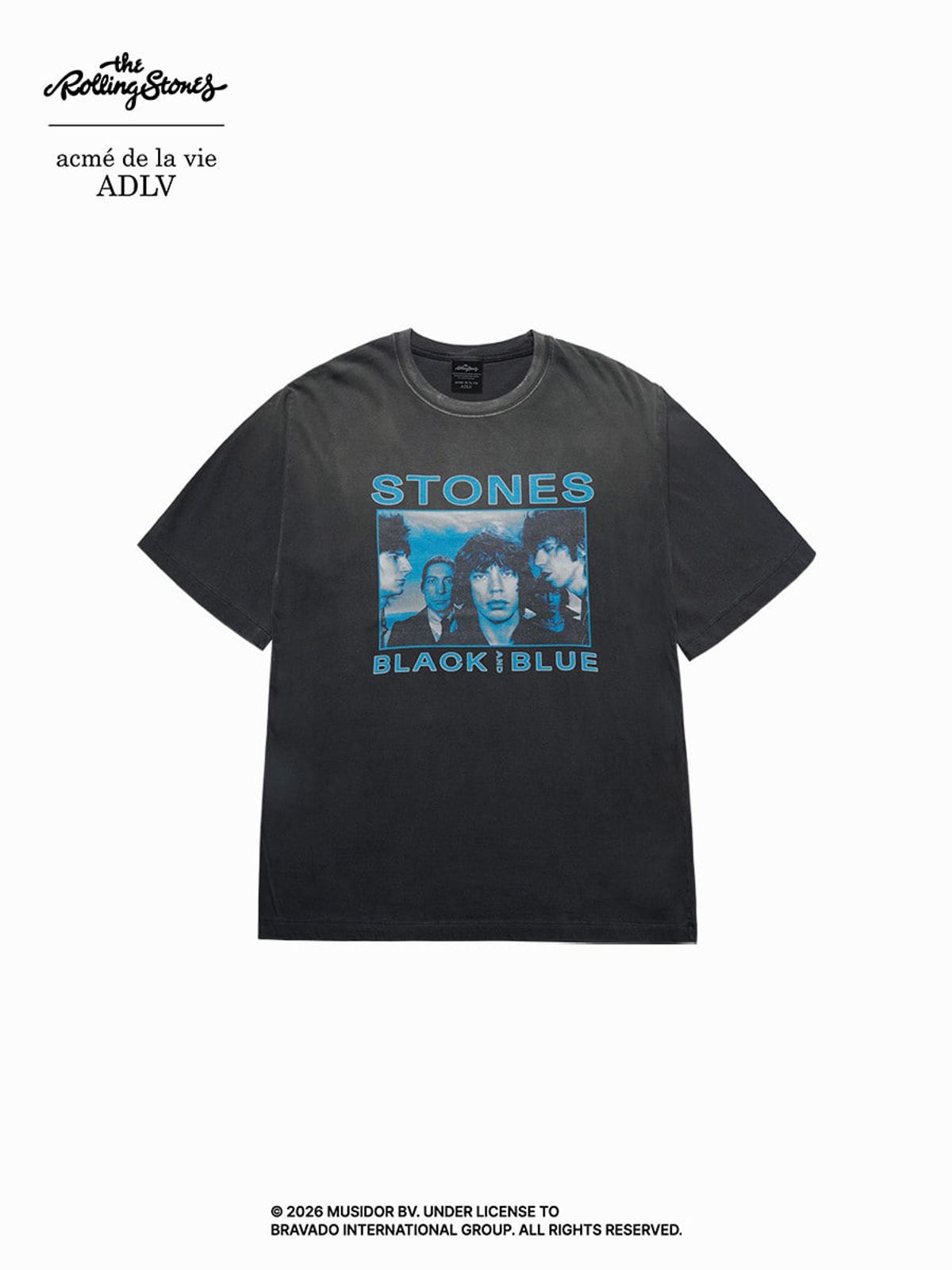 아크메드라비(ACME DE LA VIE) ROLLING STONES BLACK BLUE POSTER SHORT SLEEVE T-SHIRT