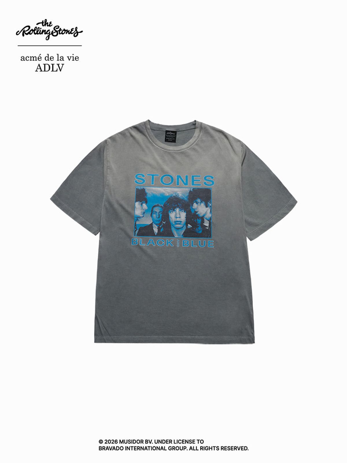 아크메드라비(ACME DE LA VIE) ROLLING STONES BLACK BLUE POSTER SHORT SLEEVE T-SHIRT