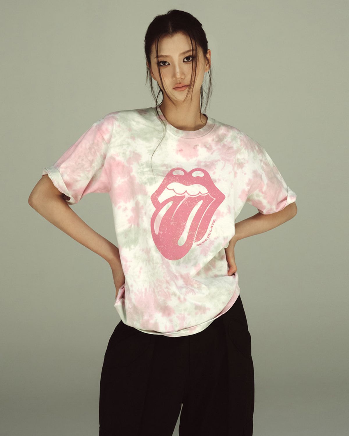 아크메드라비(ACME DE LA VIE) ROLLING STONES 2TONE DYEING SHORT SLEEVE T-SHIRT
