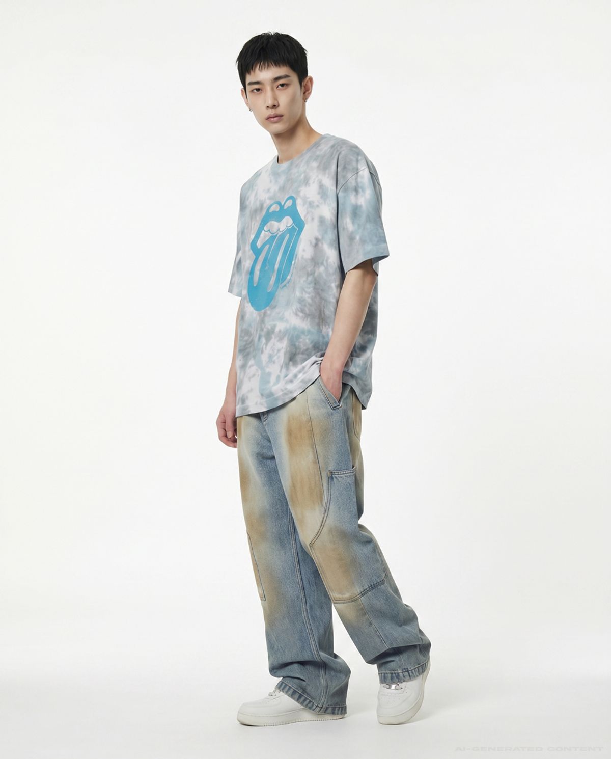 아크메드라비(ACME DE LA VIE) ROLLING STONES 2TONE DYEING SHORT SLEEVE T-SHIRT