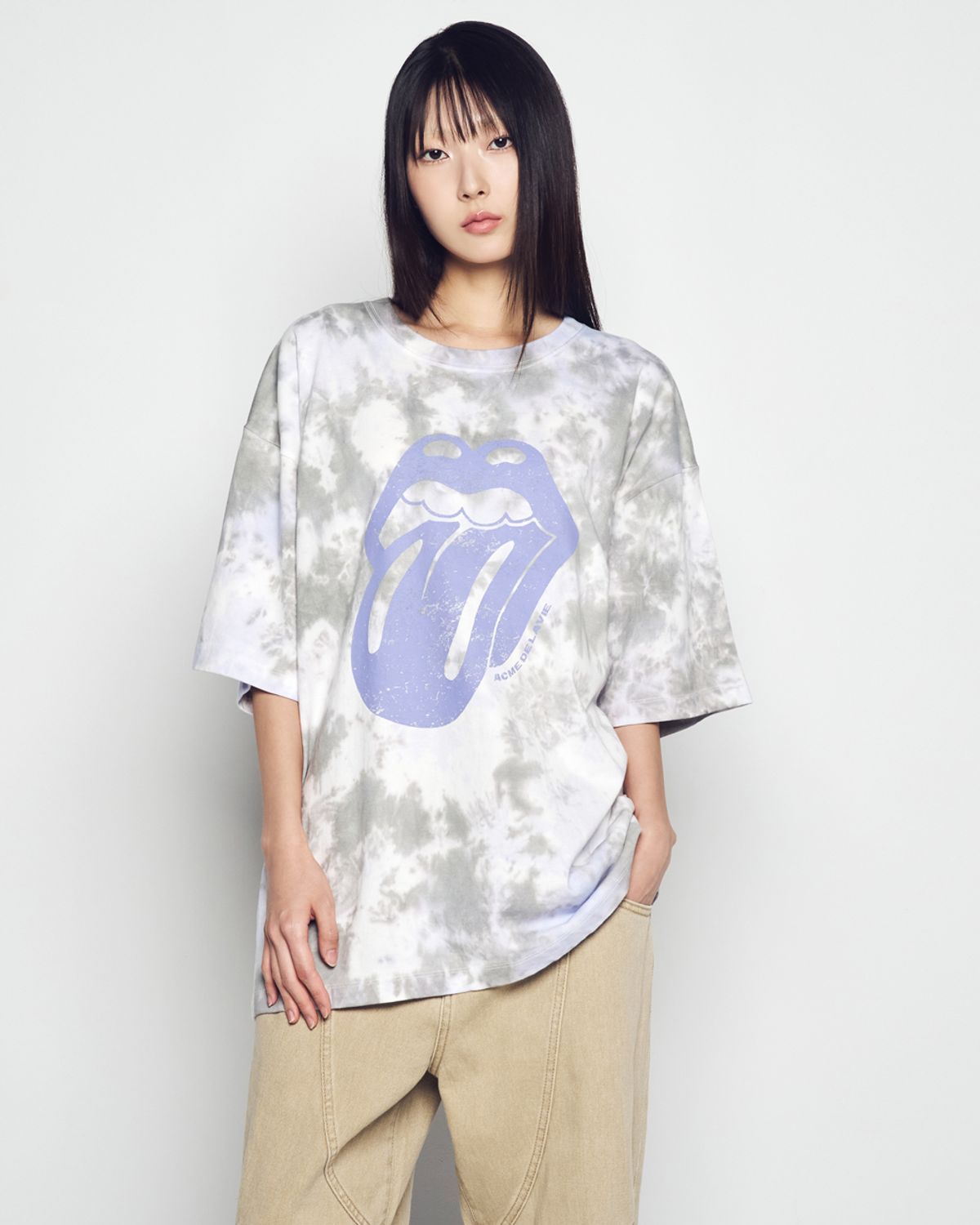 아크메드라비(ACME DE LA VIE) ROLLING STONES 2TONE DYEING SHORT SLEEVE T-SHIRT