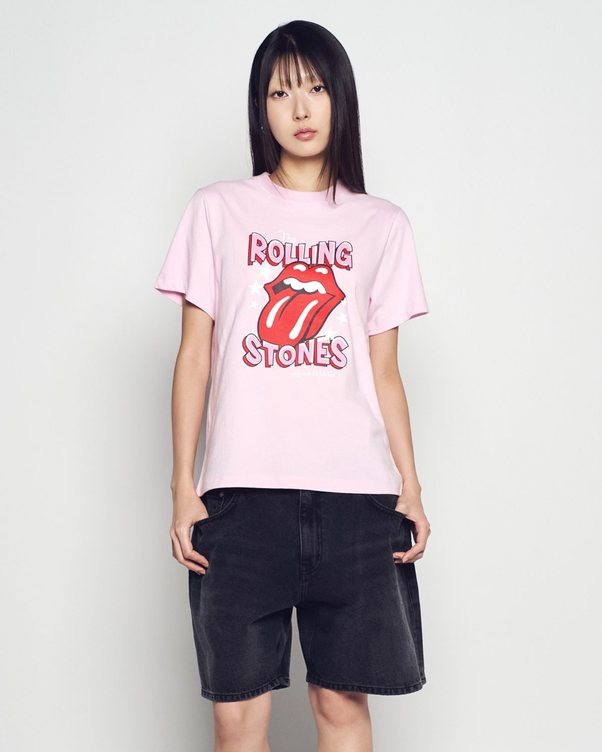 아크메드라비(ACME DE LA VIE) WOMAN ROLLING STONES DOODLE STAR SHORT SLEEVE T-SHIRT