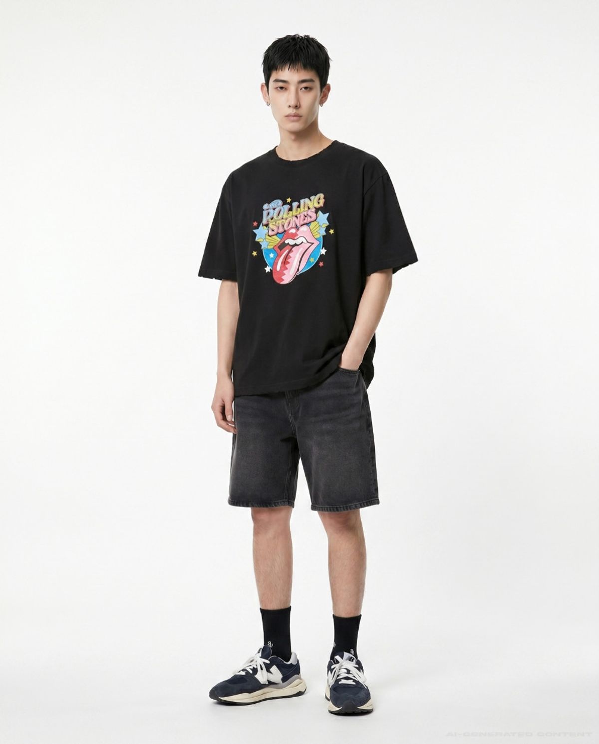 아크메드라비(ACME DE LA VIE) ROLLING STONES ZIGZAG STAR SHORT SLEEVE T-SHIRT