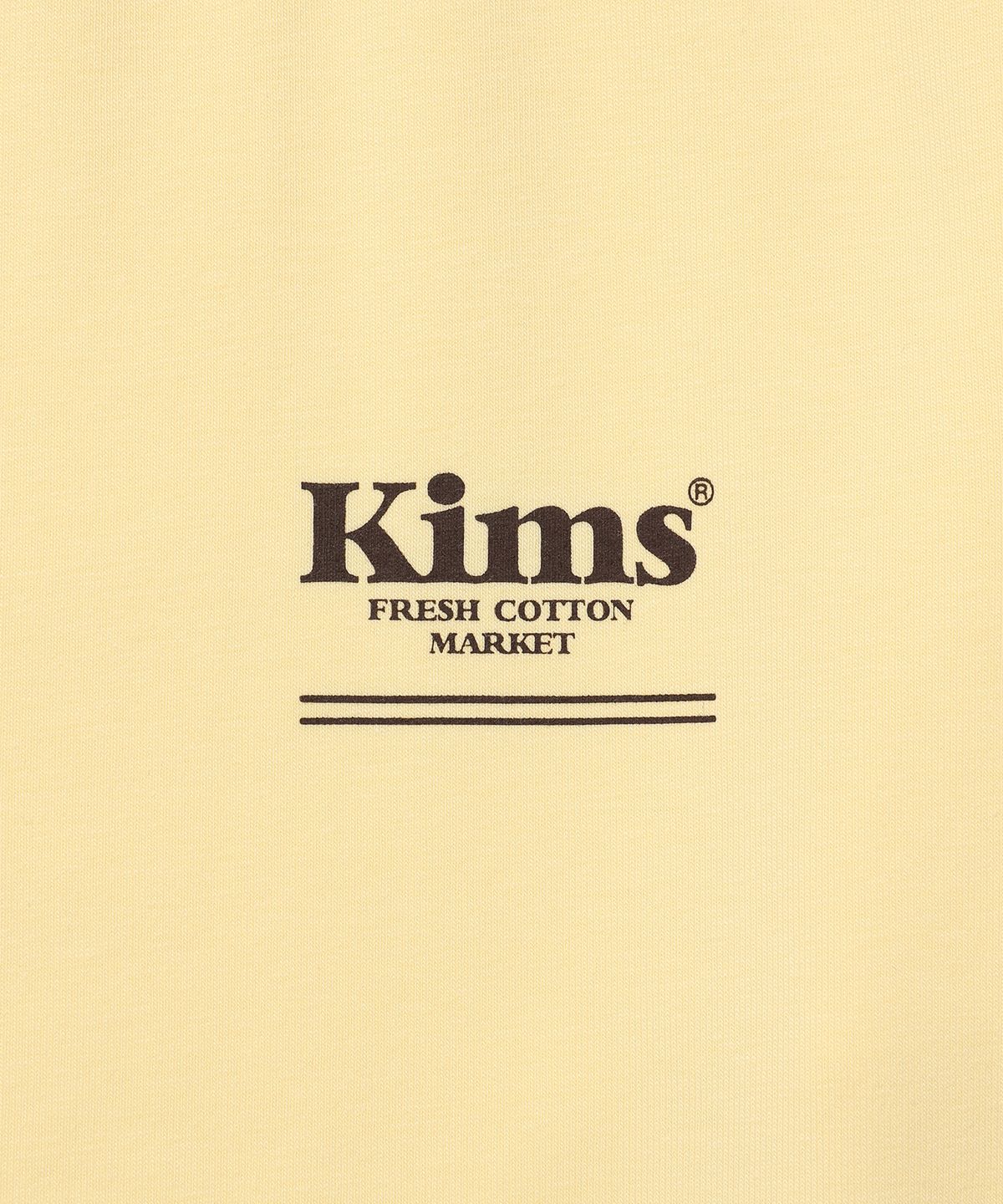 킴스 프레시 코튼 마켓(KIMS FRESH COTTON MARKET) 미니 밤 라인 넥 슬리브 레이어드 티셔츠 옐로우