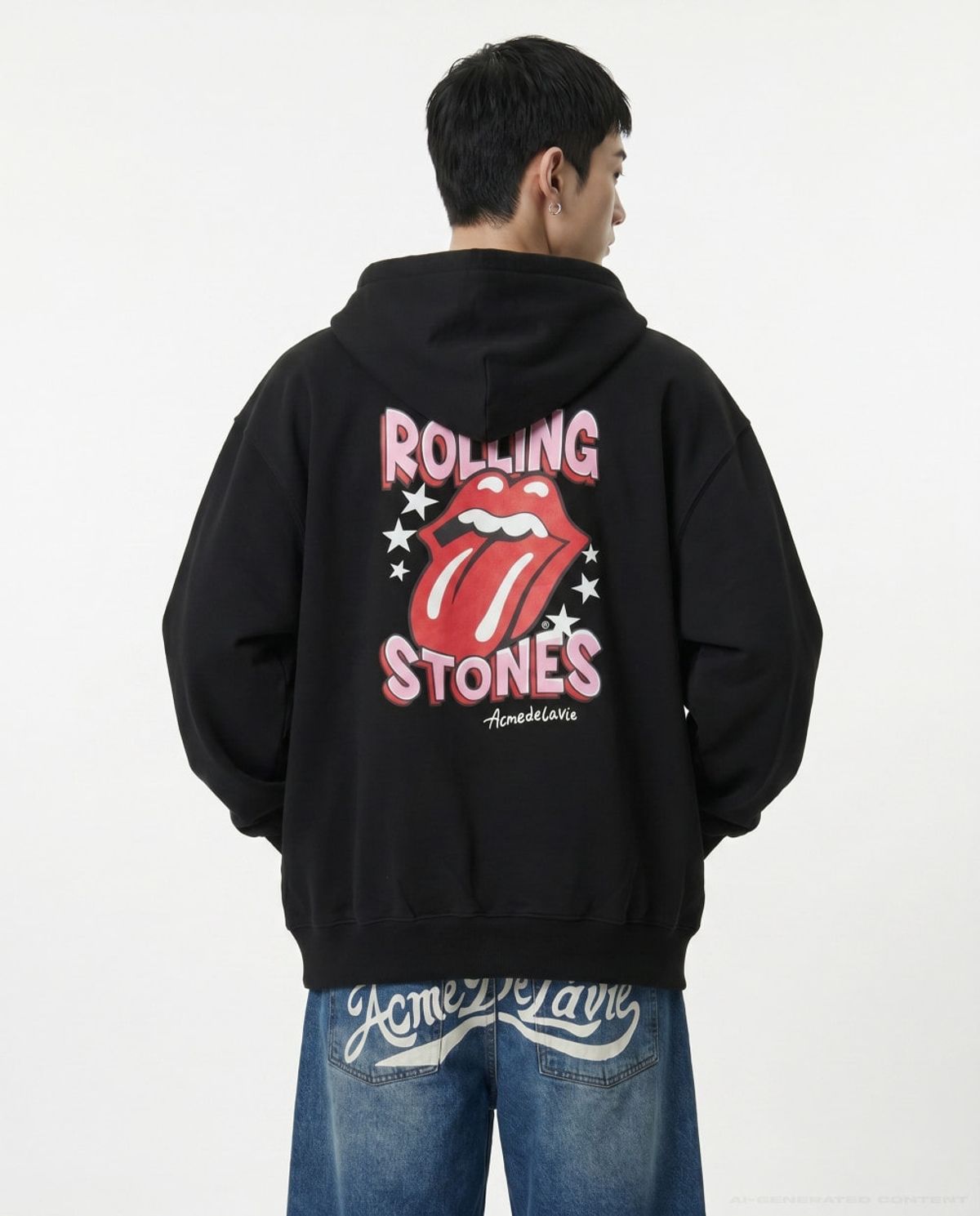 아크메드라비(ACME DE LA VIE) ROLLING STONES DOODLE STAR HOODIE ZIP UP