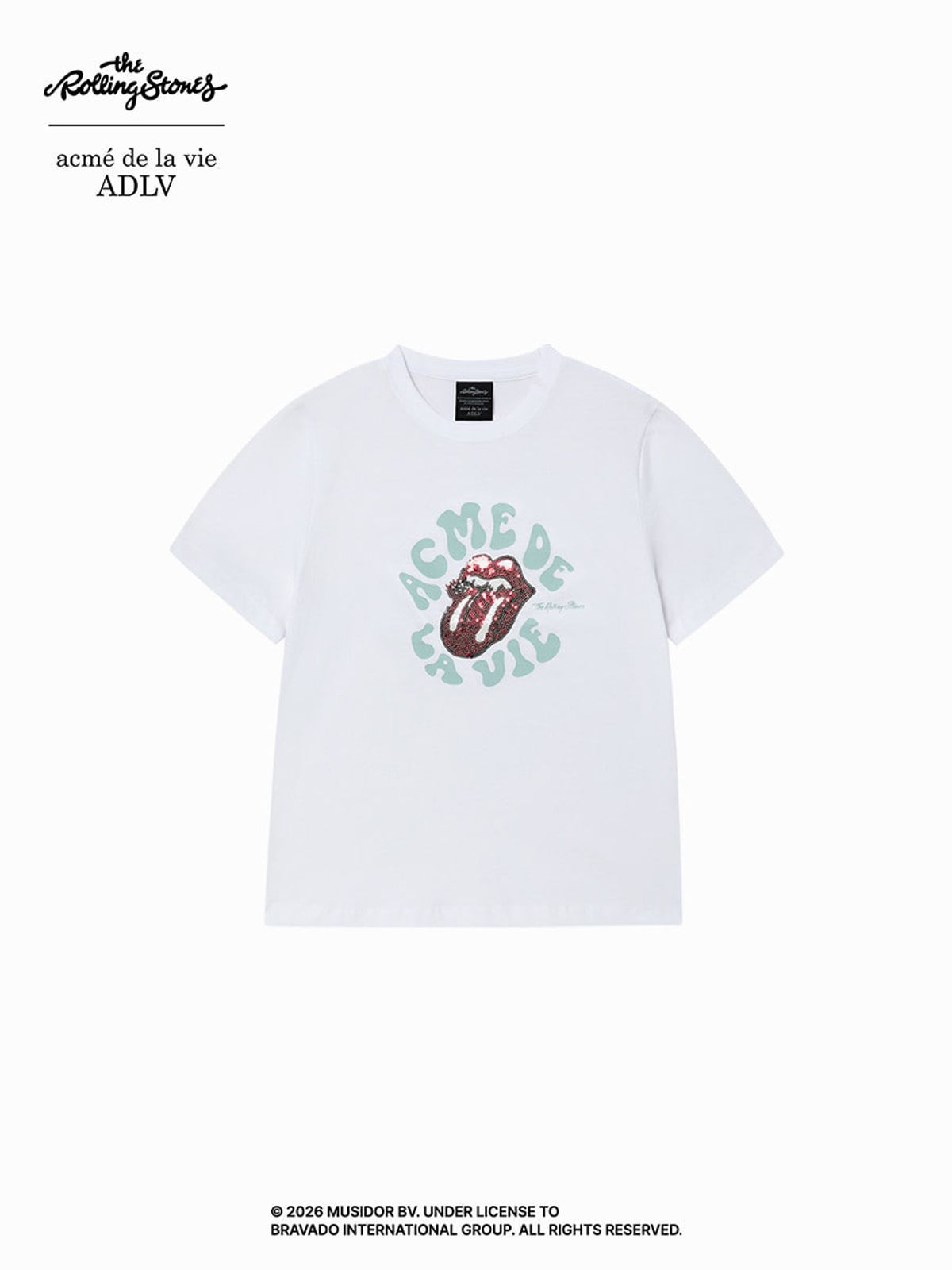 아크메드라비(ACME DE LA VIE) WOMAN ROLLING STONES SPANGLES SHORT SLEEVE T-SHIRT