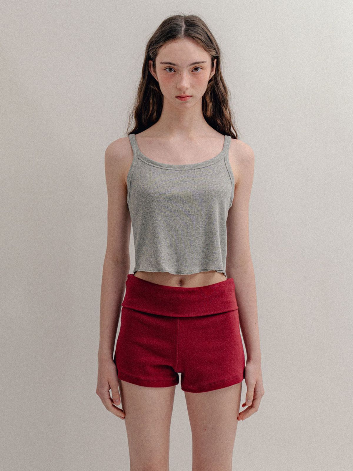 비수스(VISUS) Rib Crop Sleeveless_Melange
