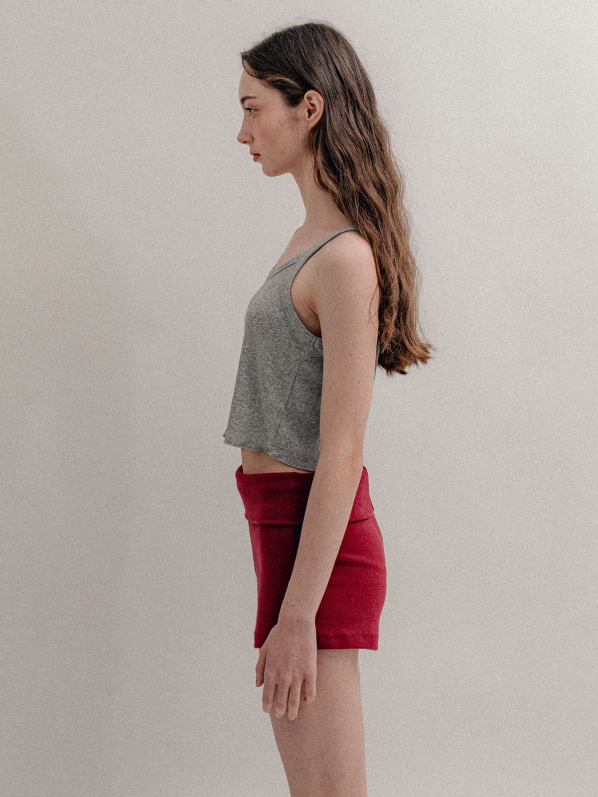 비수스(VISUS) Rib Crop Sleeveless_Melange