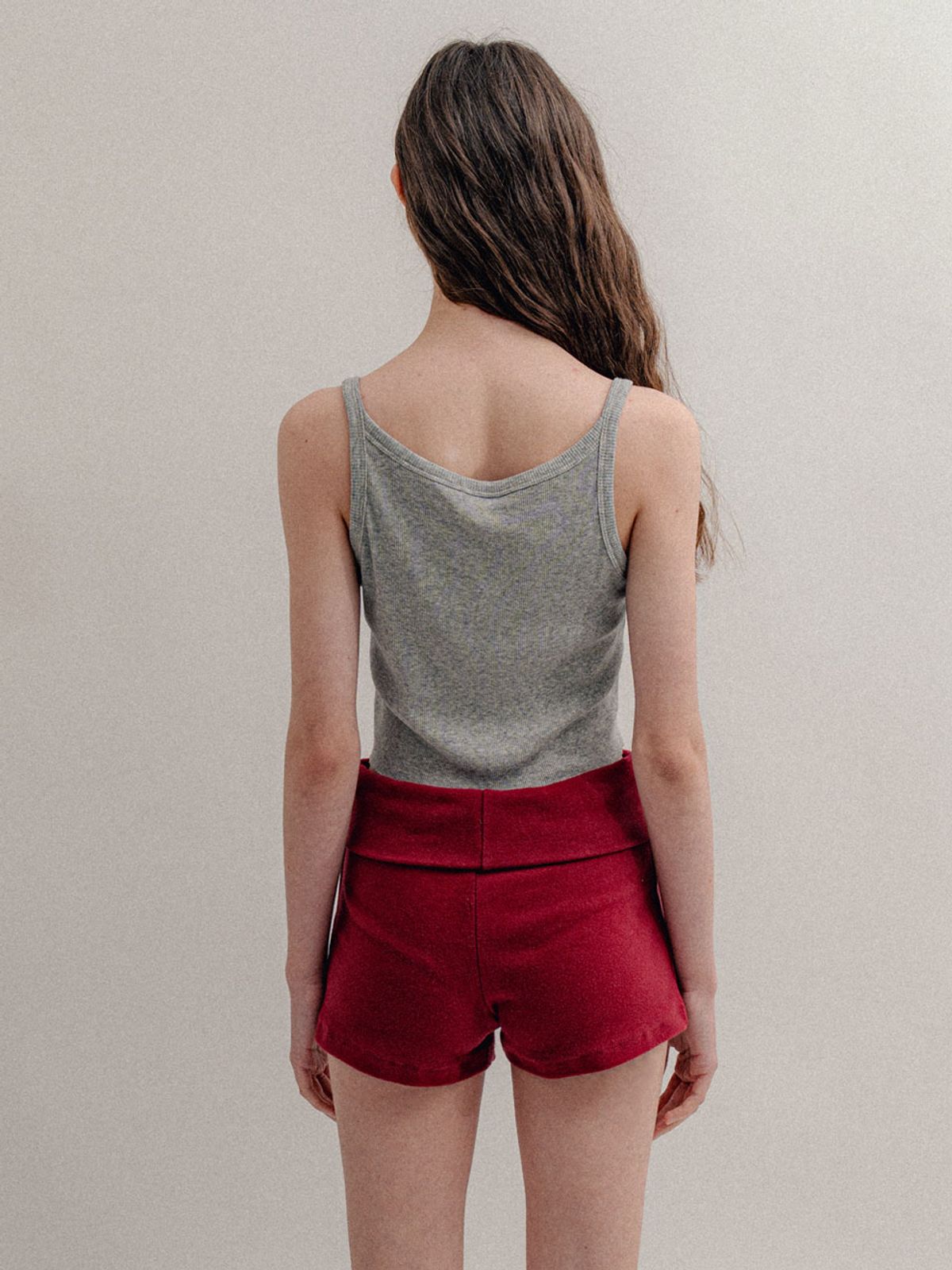 비수스(VISUS) Rib Crop Sleeveless_Melange