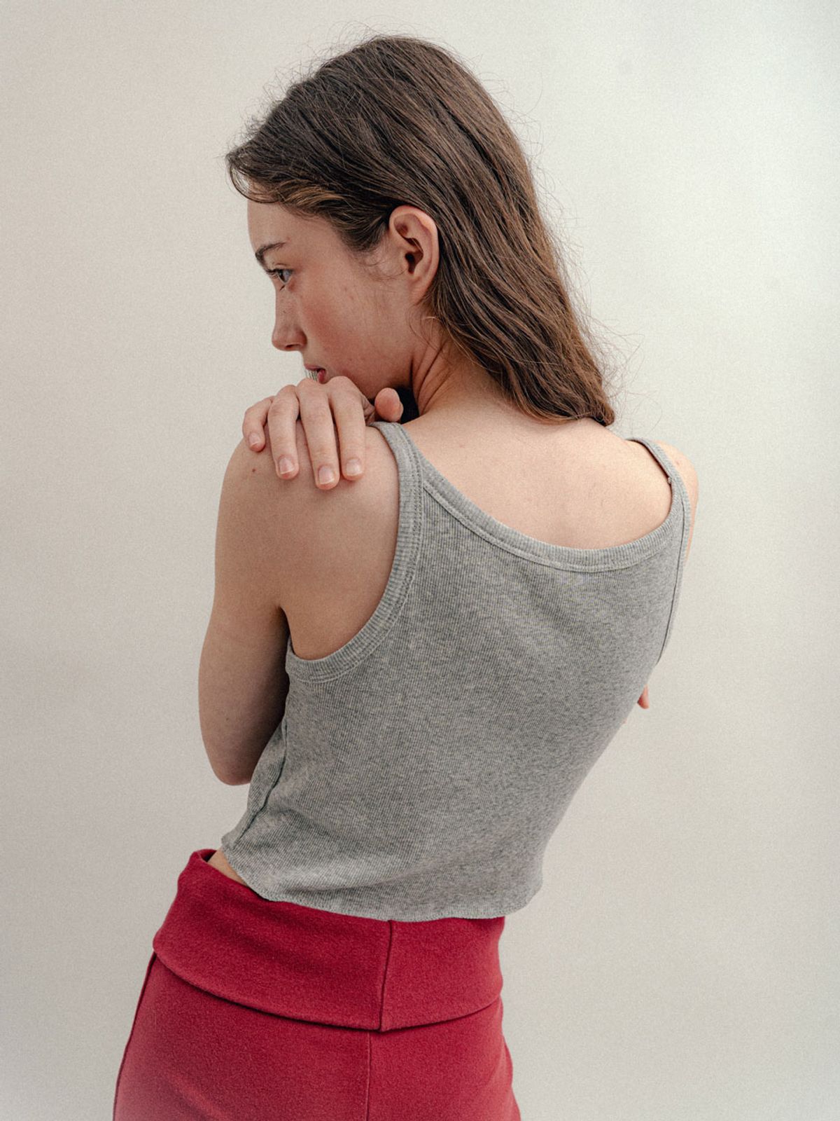 비수스(VISUS) Rib Crop Sleeveless_Melange