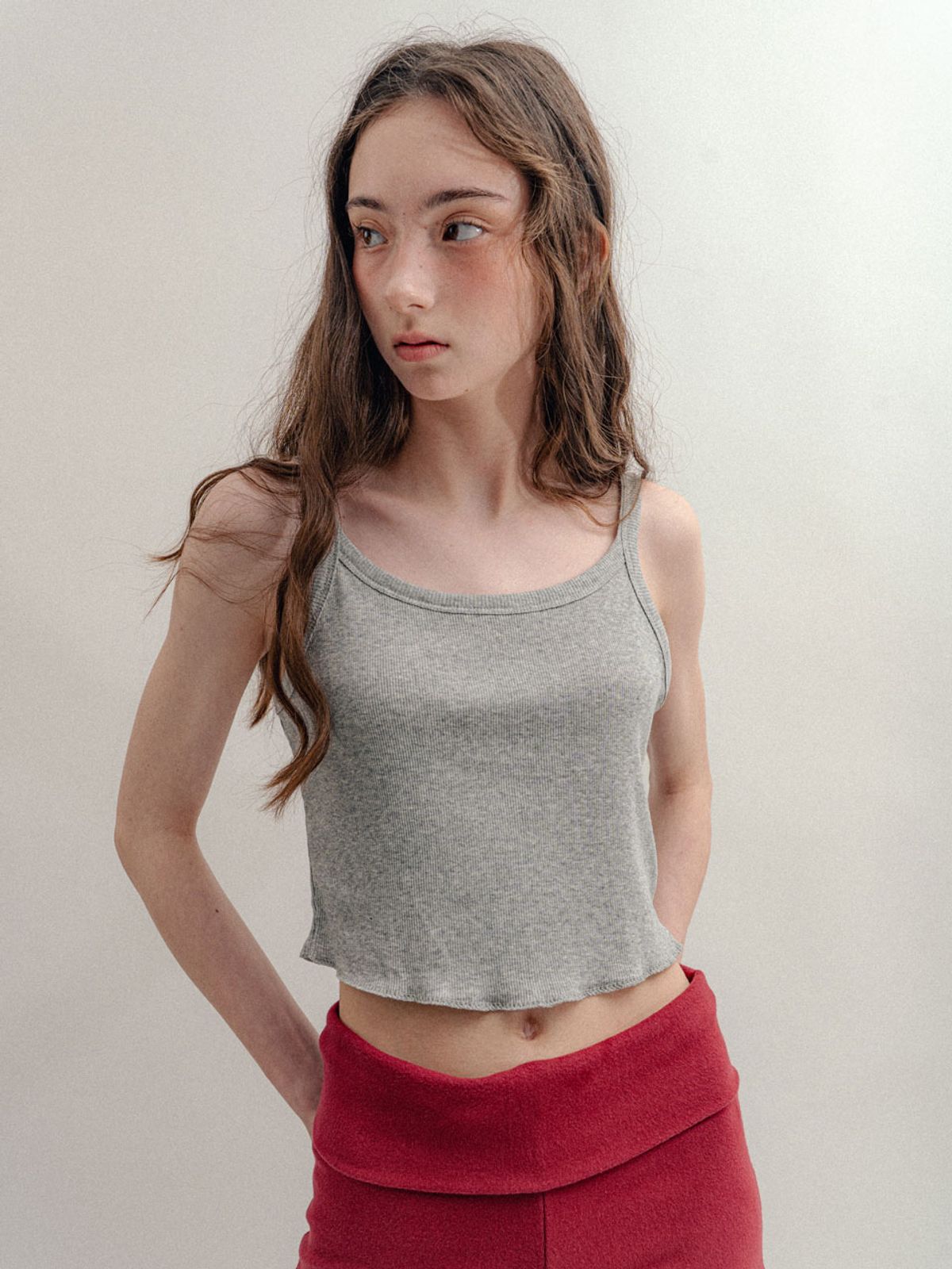 비수스(VISUS) Rib Crop Sleeveless_Melange