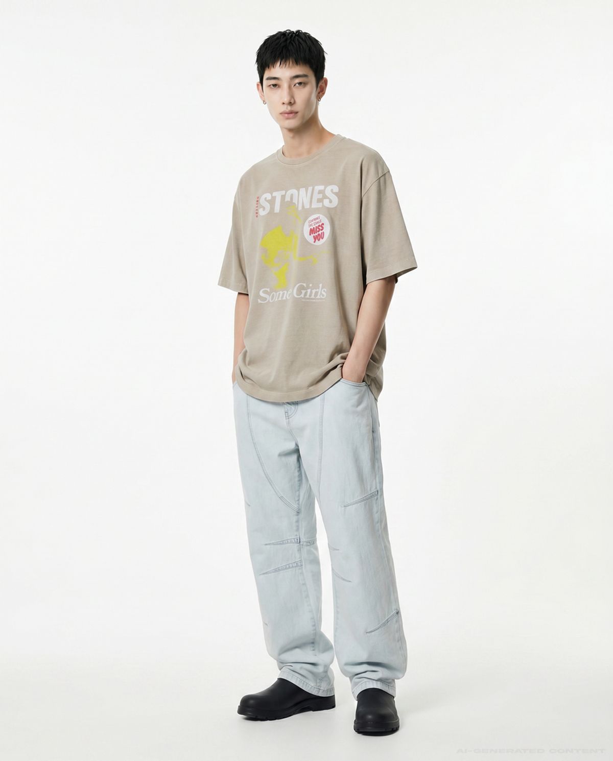 아크메드라비(ACME DE LA VIE) ROLLING STONES BAND LIVE PIGMENT SHORT SLEEVE T-SHIRT