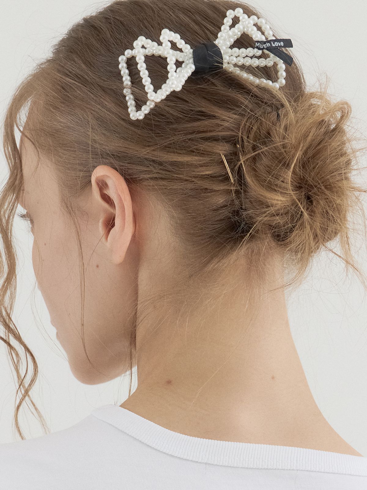 쏘리, 투 머치 러브(SORRY, TOO MUCH LOVE) Pearl Beaded Bow Hair Stick_Ivory