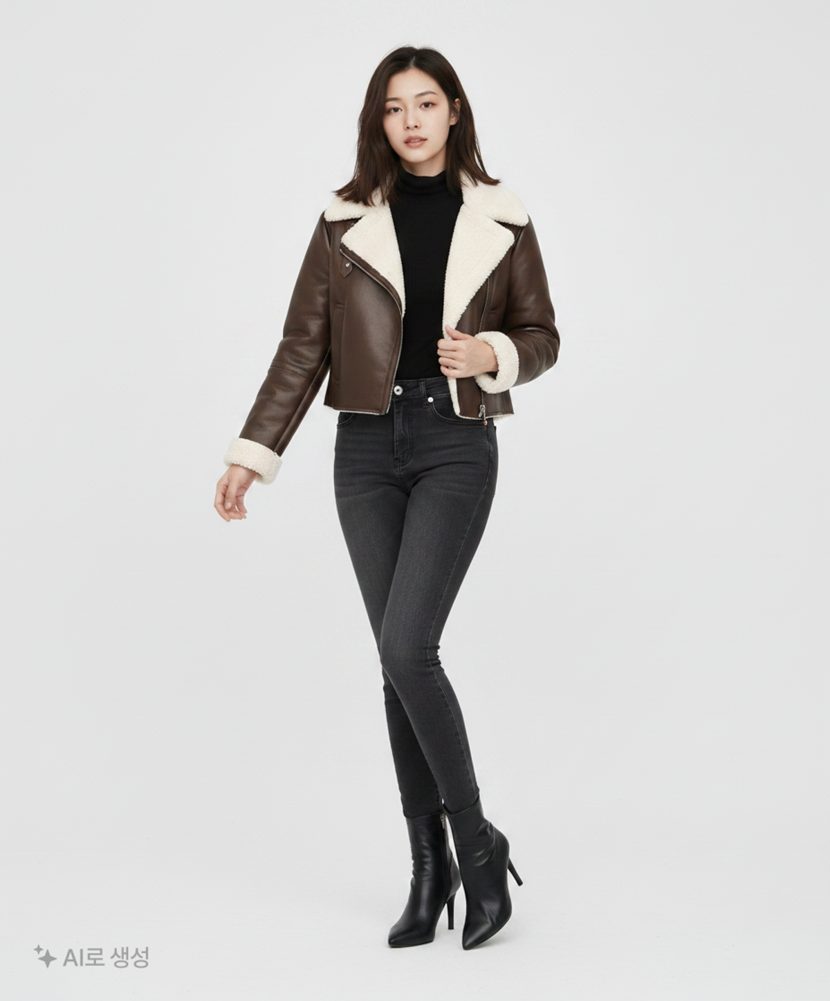 미쏘(MIXXO) 비건레더 크롭 무스탕 MIWJLCV22B S
