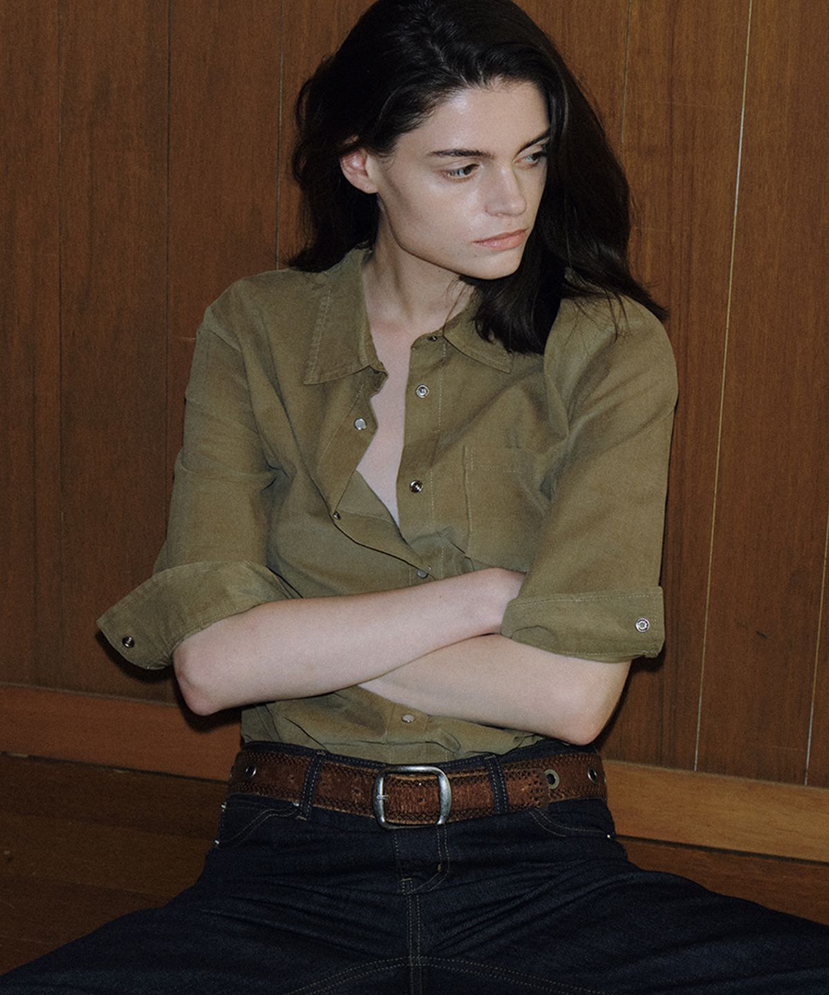 108파운드(108POUND) Corduroy Mid Sleeve Shirt_Khaki Beige