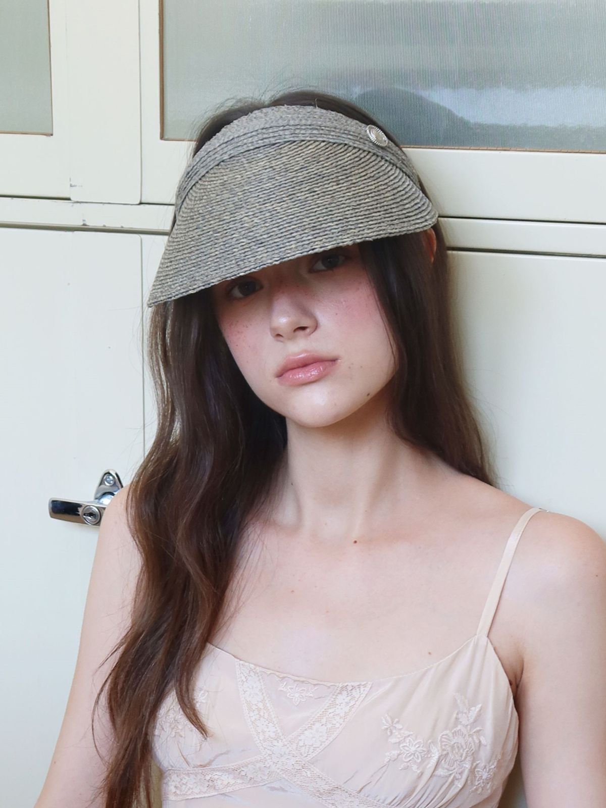 시오르(SIEOR) LEA Raffia Sun Visor Hat_grey