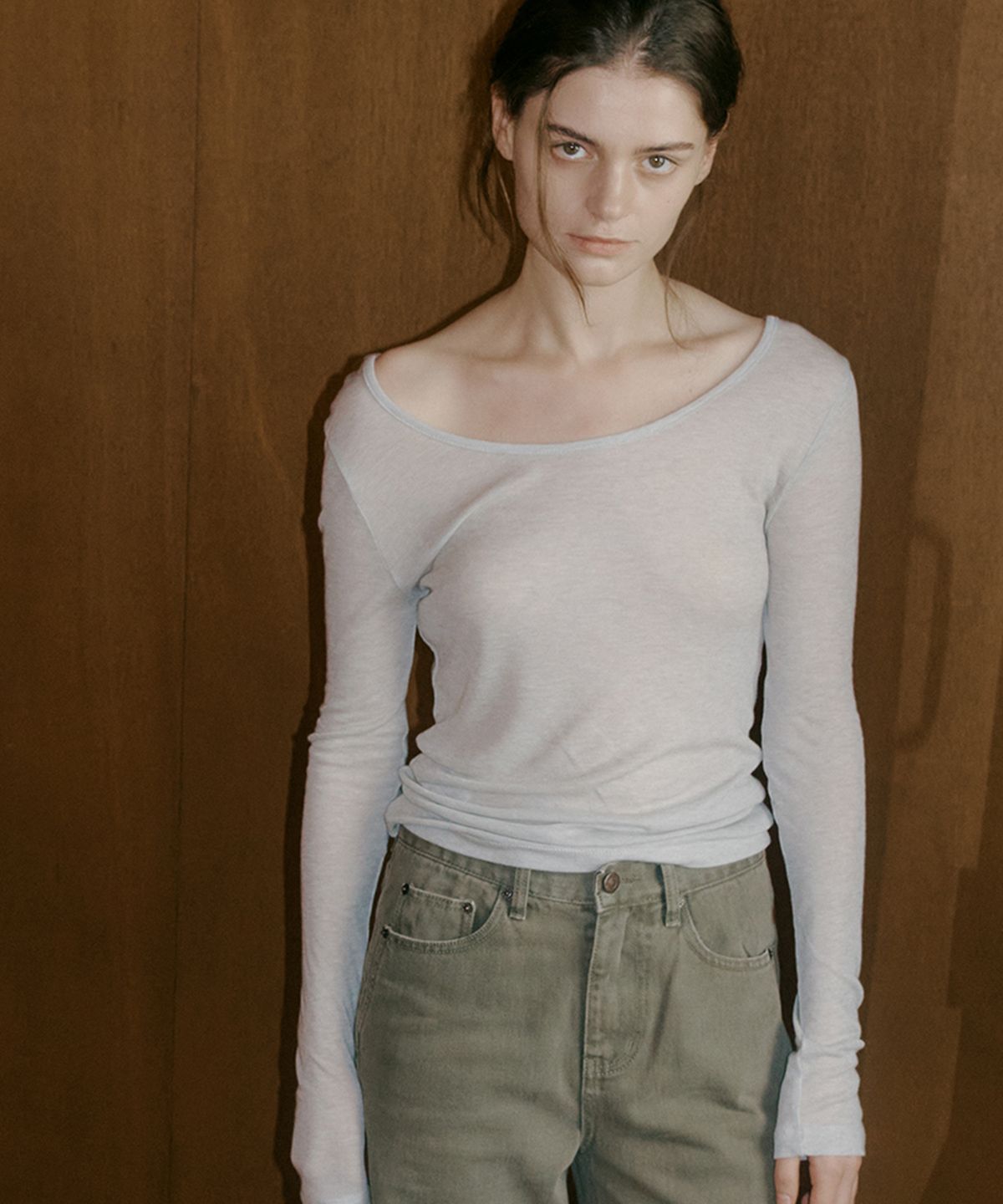 108파운드(108POUND) Mist U-Neck Tee_Light Melange