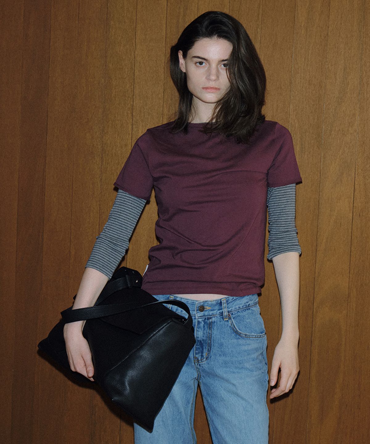 108파운드(108POUND) Cutting Round Tee_Dark Berry