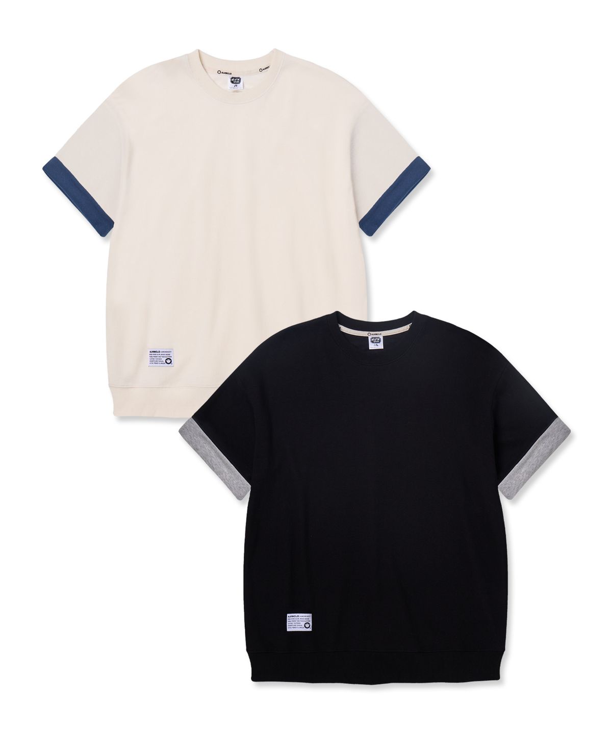앨빈클로(ALVINCLO) [2PACK]소매 롤업 스탠다드핏 반팔티 2종 패키지