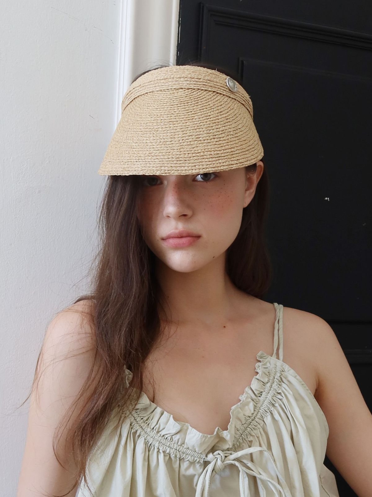 시오르(SIEOR) LEA Raffia Sun Visor Hat_beige
