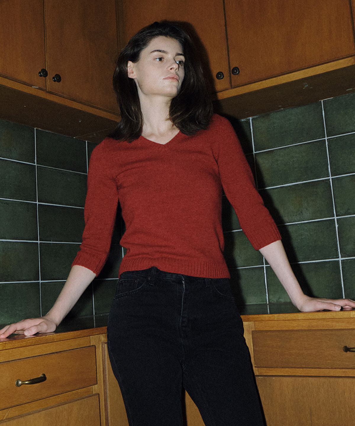 108파운드(108POUND) Palette V-Neck Knit_Burgundy Glow