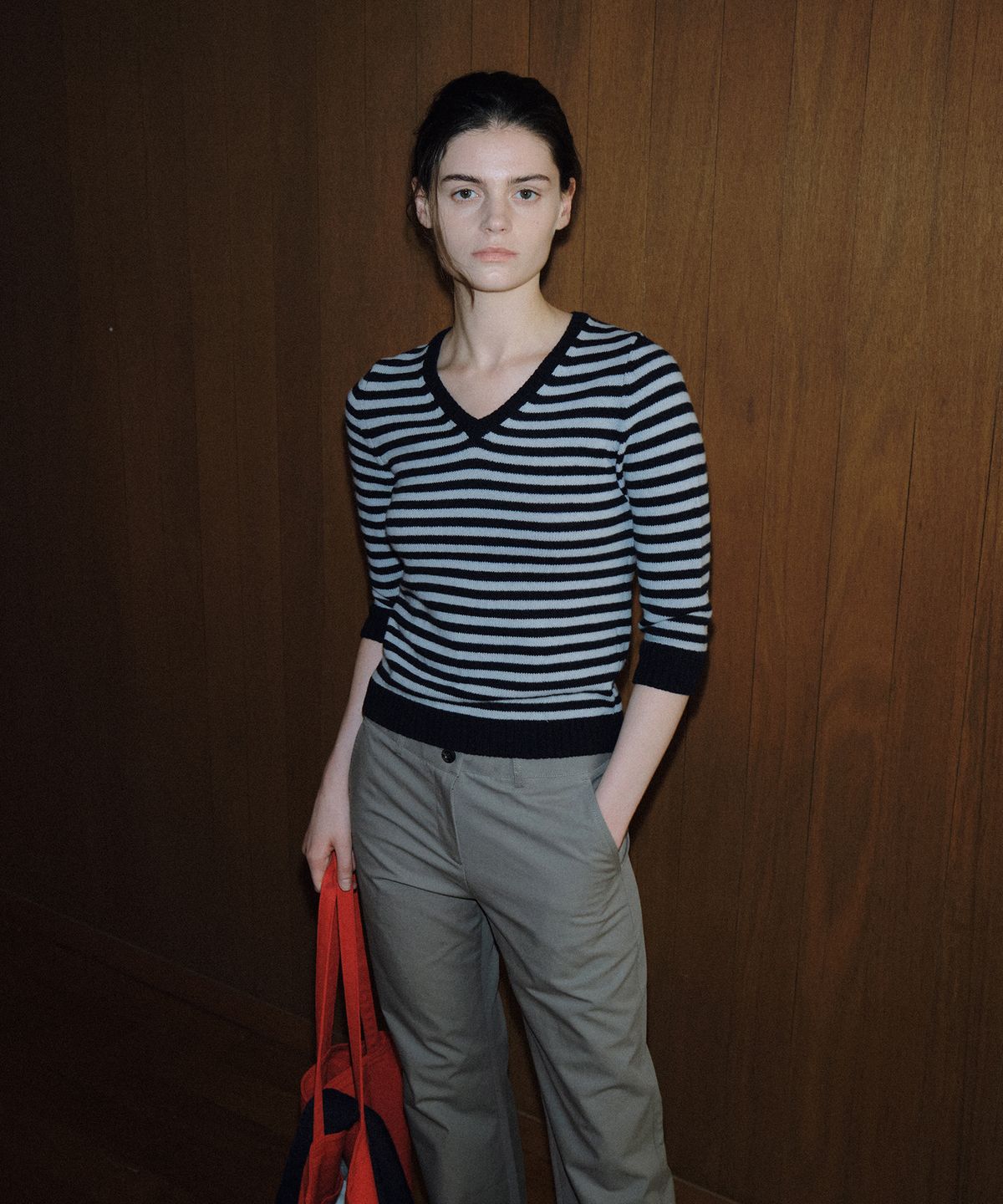 108파운드(108POUND) Palette V-Neck Knit_Stripe Navy