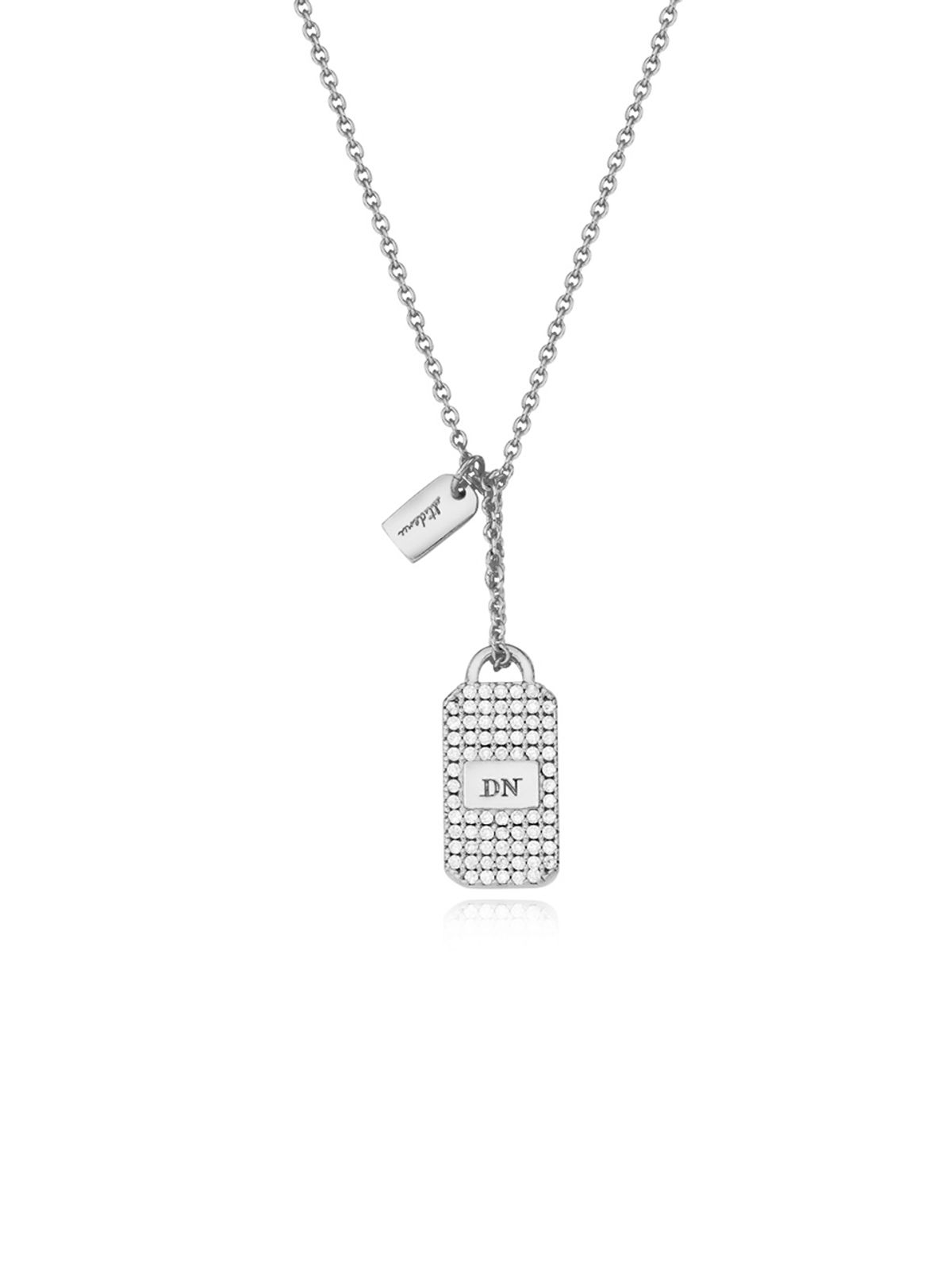 데누(DENU) Delicate Crystal Nameplate Necklace [Pave]