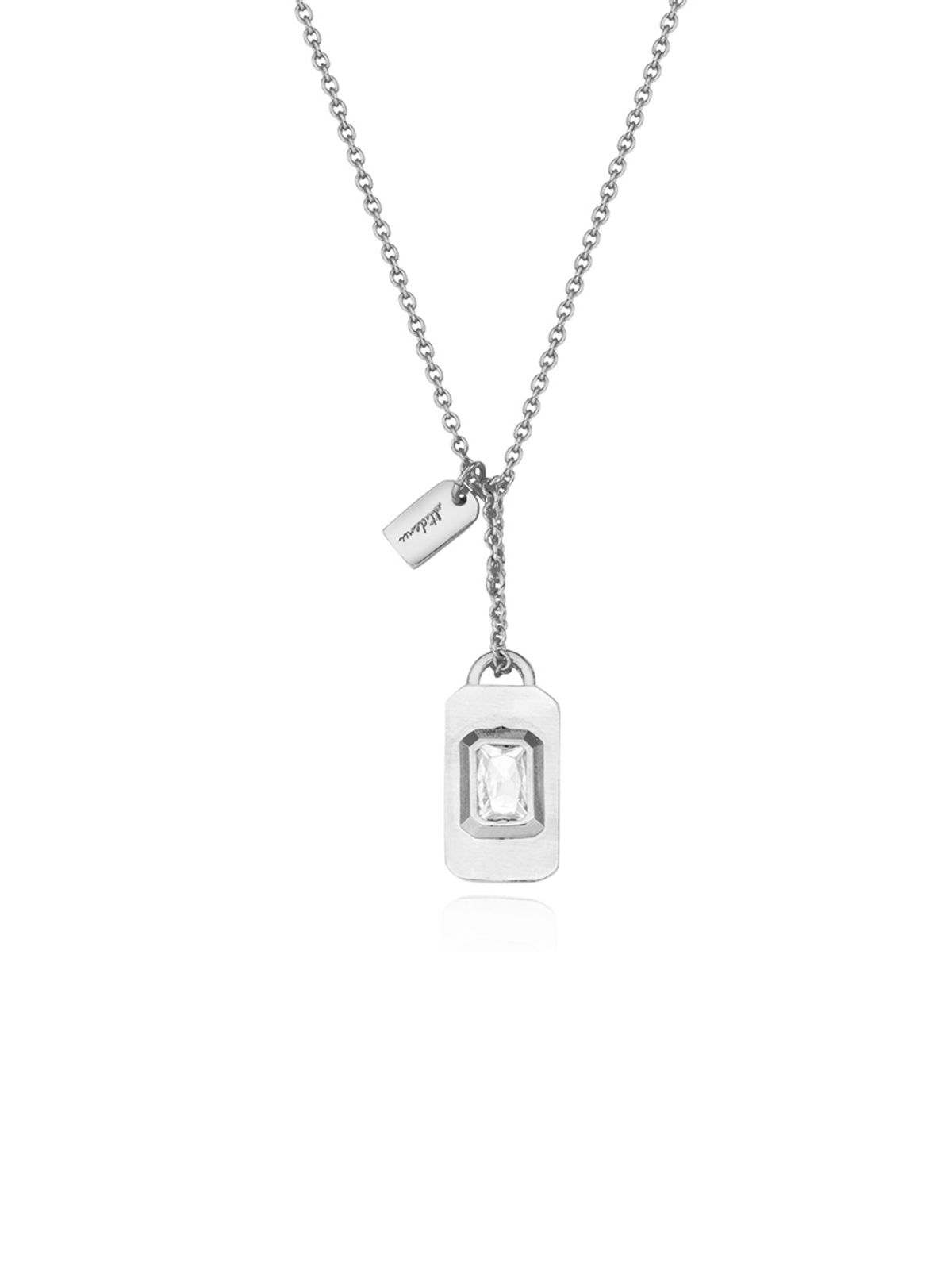 데누(DENU) Delicate Crystal Nameplate Necklace [Octagon]