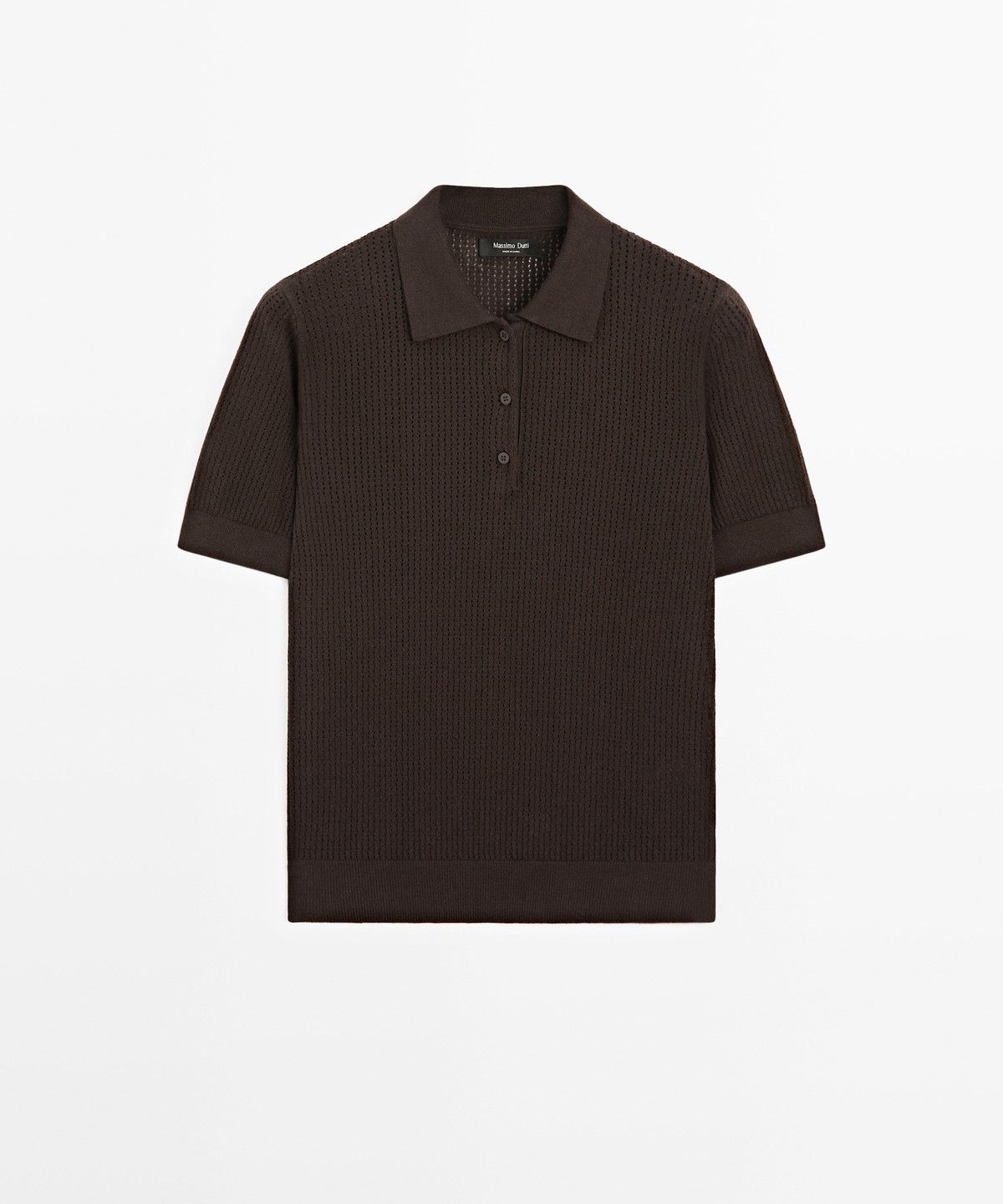 마시모두띠(MASSIMO DUTTI) 오픈워크 코튼 블렌드 폴로셔츠