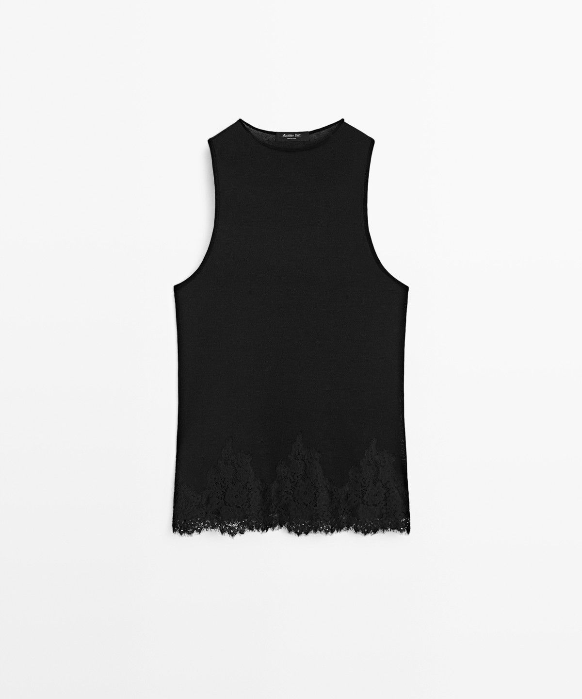 마시모두띠(MASSIMO DUTTI) 레이스 디테일 홀터넥 탑