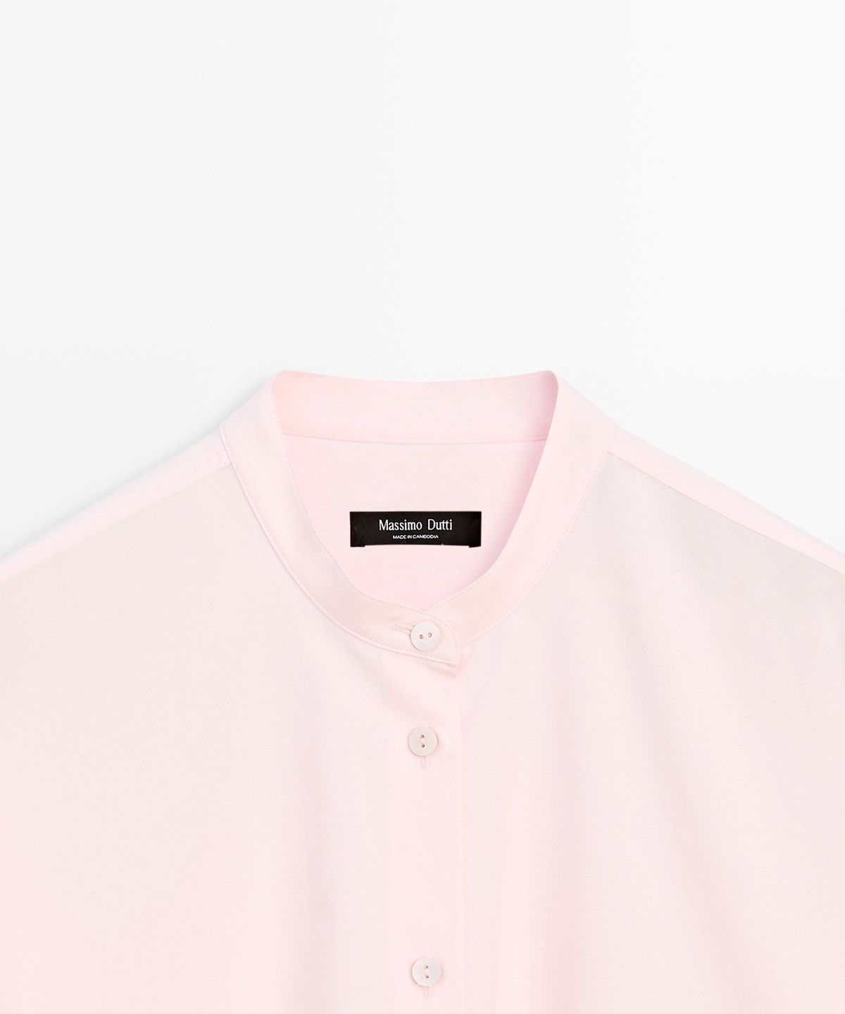 마시모두띠(MASSIMO DUTTI) 코튼 혼방 스탠드 칼라 플루이드 셔츠
