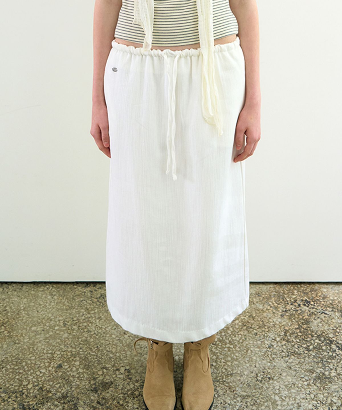 위메농(OUI MAIS NON) Lea slub-cotton long skirts