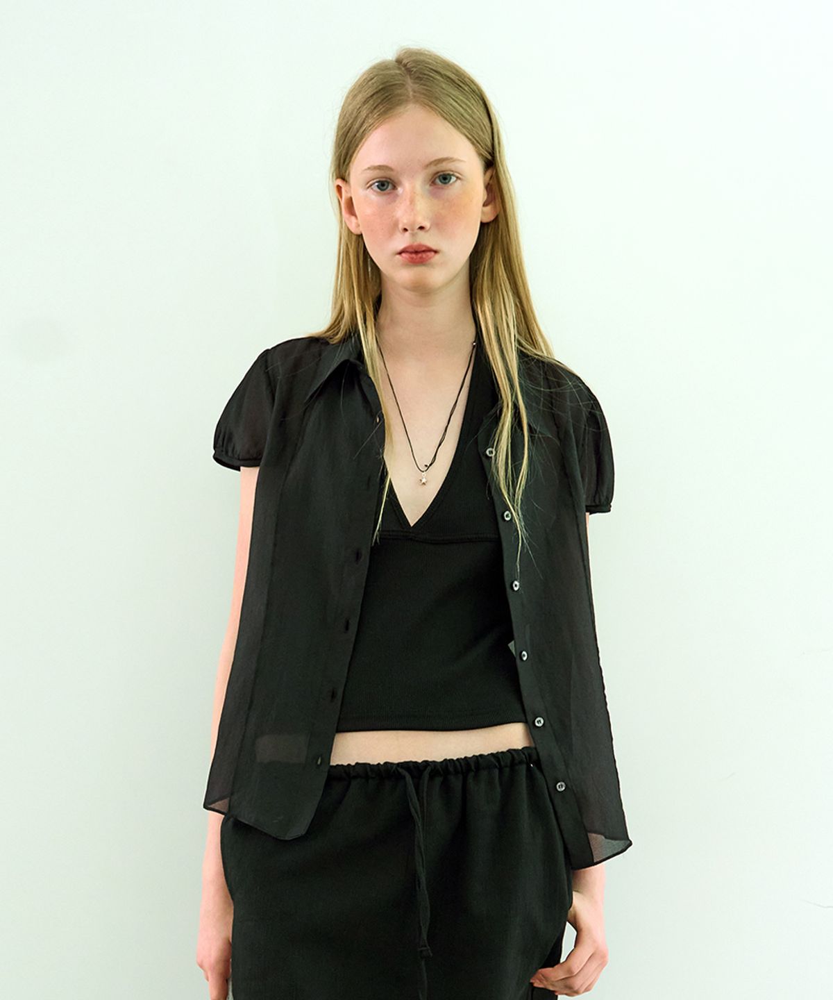 위메농(OUI MAIS NON) Camille viscose sheer-shirt
