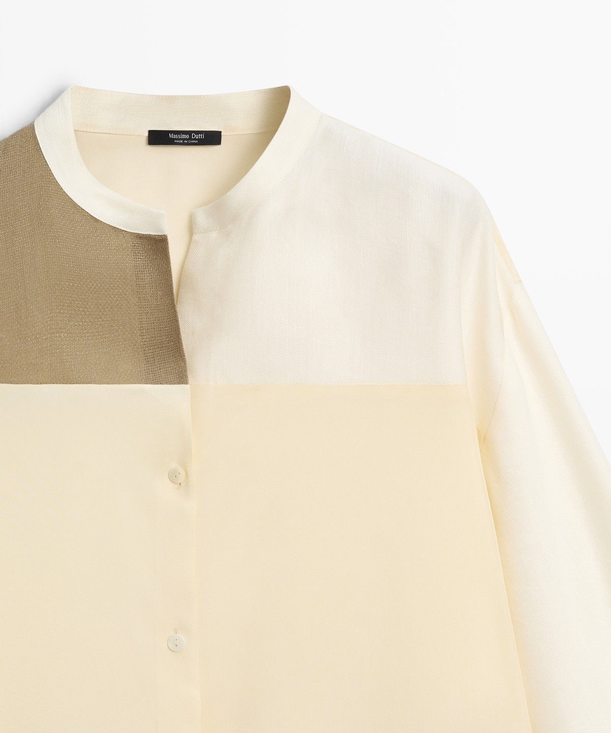 마시모두띠(MASSIMO DUTTI) 스탠드 칼라 패치워크 플루이드 셔츠