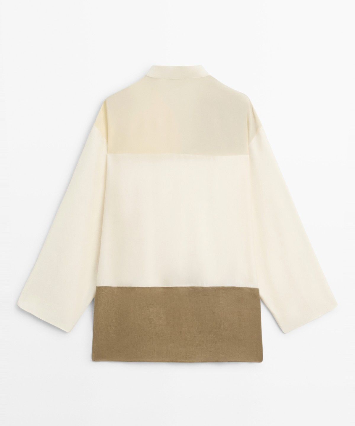 마시모두띠(MASSIMO DUTTI) 스탠드 칼라 패치워크 플루이드 셔츠
