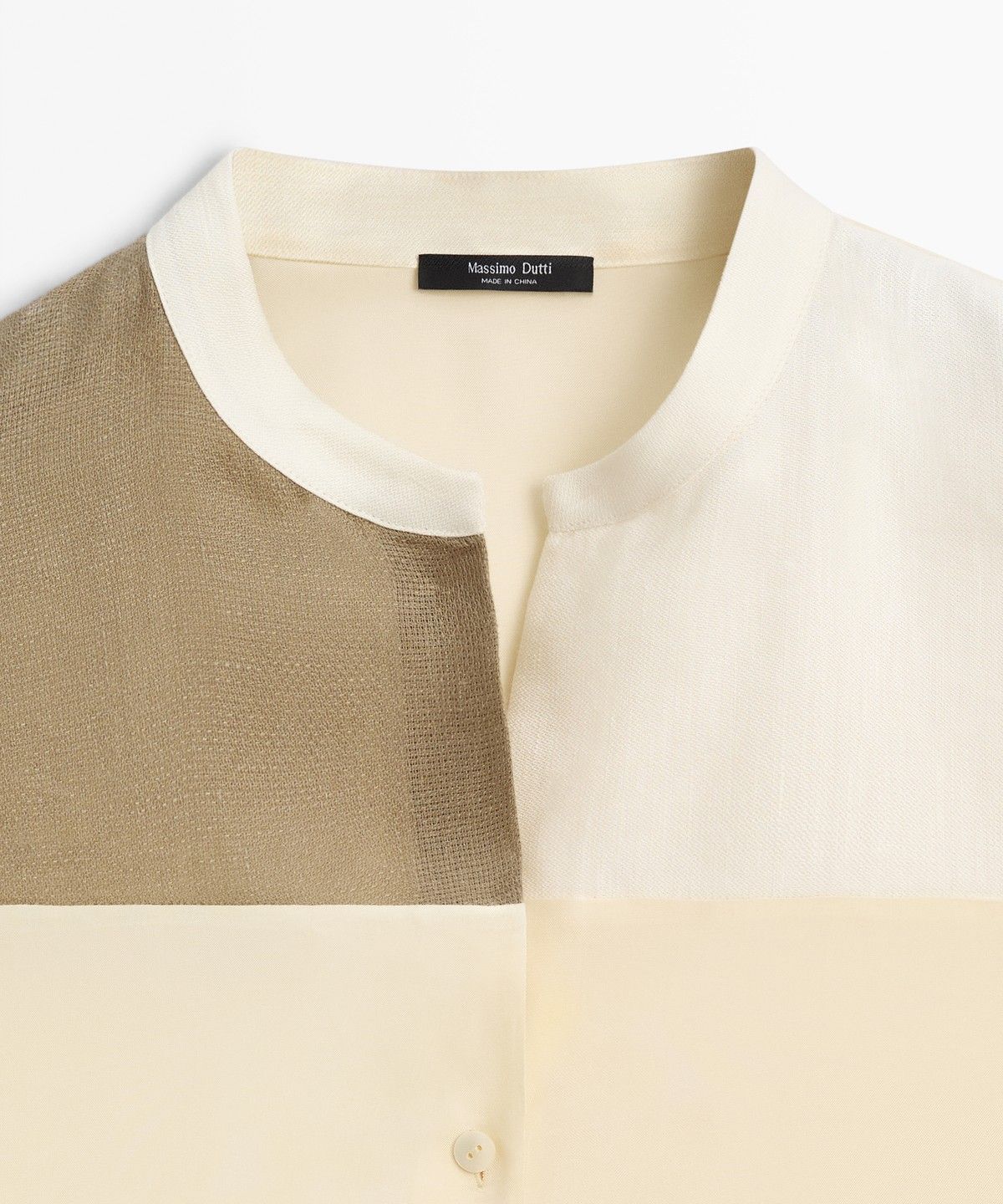 마시모두띠(MASSIMO DUTTI) 스탠드 칼라 패치워크 플루이드 셔츠