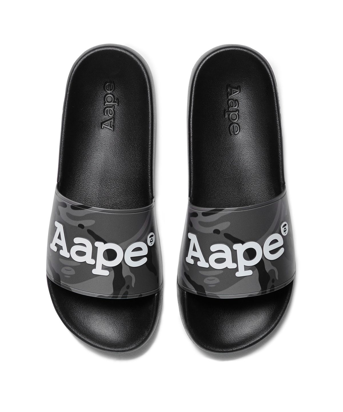 에이프(AAPE) 로고 슬라이드 블랙 / AAPSHM6763XXQBKZ