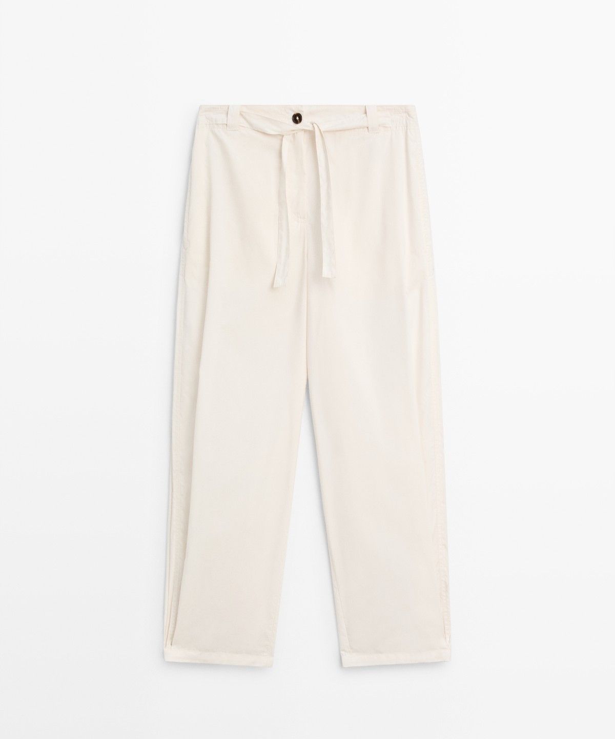 마시모두띠(MASSIMO DUTTI) 코튼 블렌드 타이 디테일 팬츠