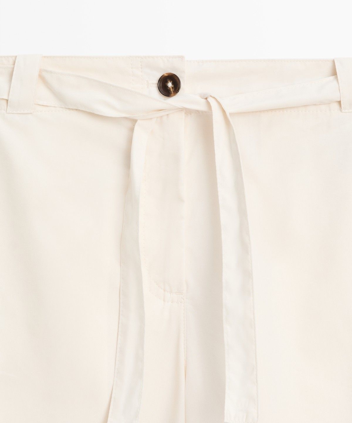 마시모두띠(MASSIMO DUTTI) 코튼 블렌드 타이 디테일 팬츠