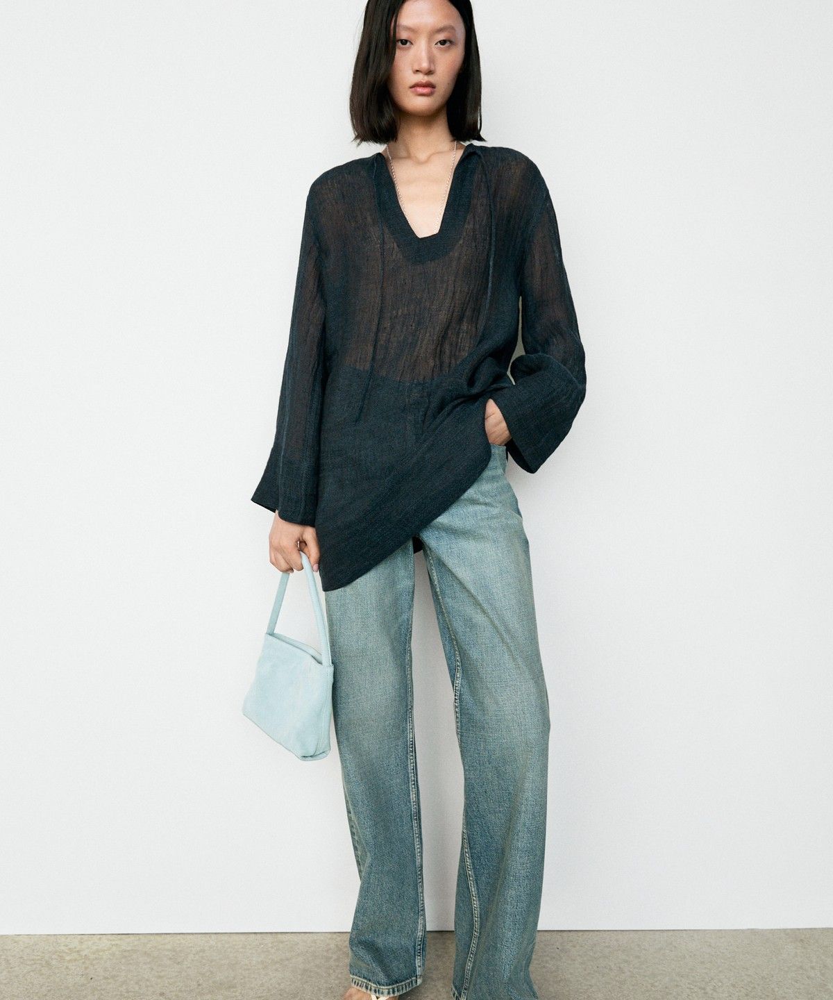 마시모두띠(MASSIMO DUTTI) 100% 린넨 플루이드 미니 드레스