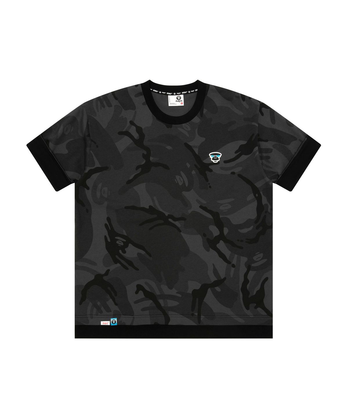 에이프(AAPE) 문페이스 티셔츠 블랙 멀티 / AAPTEM1877XAQBKZ