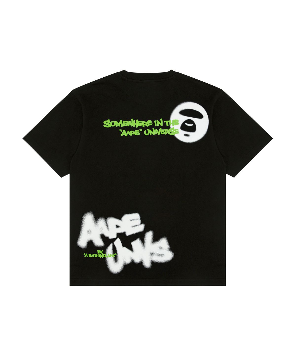 에이프(AAPE) AAPEUNVS 문페이스 그래픽 티셔츠 블랙 / AAPTEM1888XXQBKX