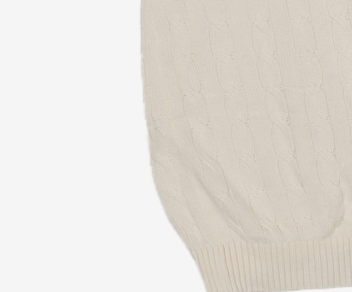 토피(TOFFEE) 클래식 케이블 라운드넥 하프 니트 (KHAKI BEIGE) XL