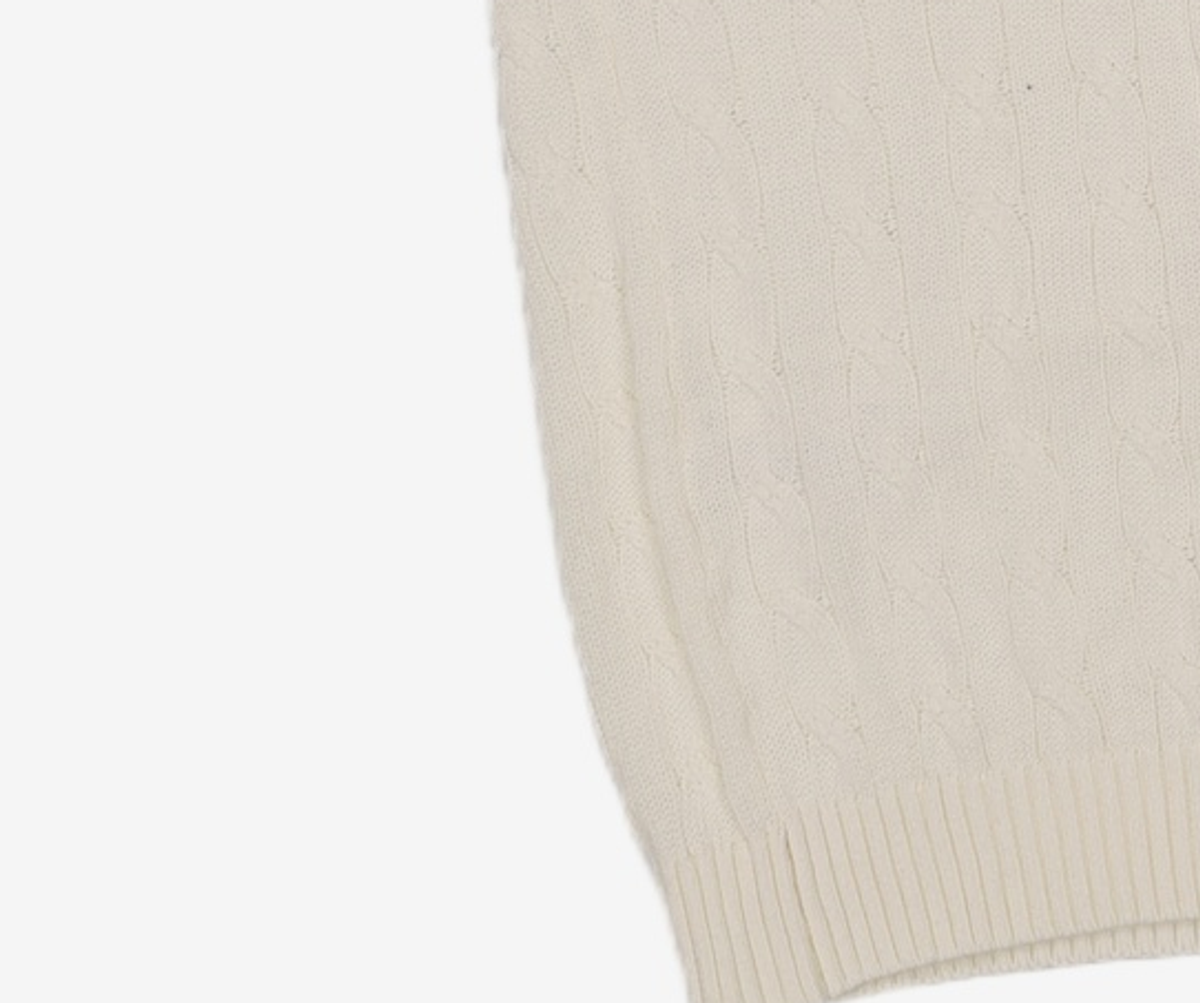 토피(TOFFEE) 클래식 케이블 라운드넥 하프 니트 (KHAKI BEIGE) XL