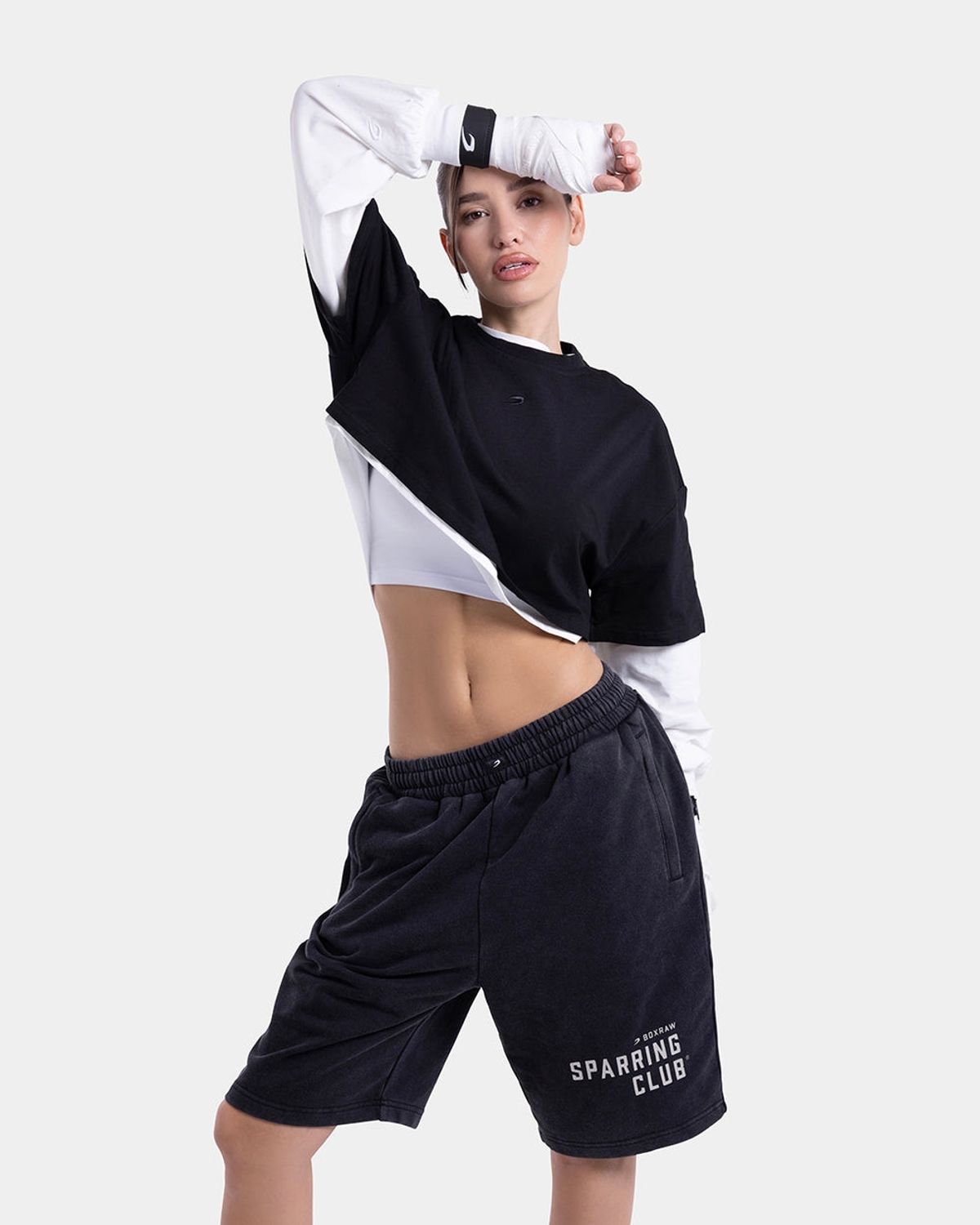 복스로(BOXRAW) 스트라이크 오버사이즈 크롭 롱슬리브 티셔츠 BXRW-W-OSCLST [화이트]