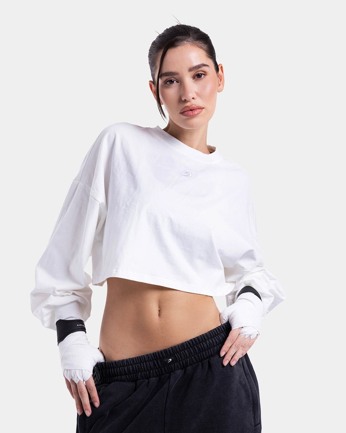 복스로(BOXRAW) 스트라이크 오버사이즈 크롭 롱슬리브 티셔츠 BXRW-W-OSCLST [화이트]