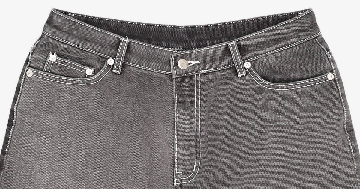 노매뉴얼(NOMANUAL) PANELD DENIM SHORTS - CHARCOAL L